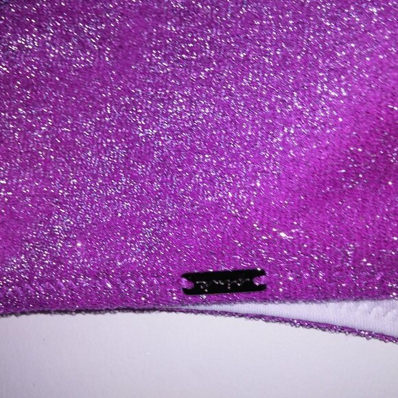 Victoria Secret PINK Swim Bikini Bottom Fuchsia Pink Silver Glitter Shimmer Braz - Picture 8 of 8